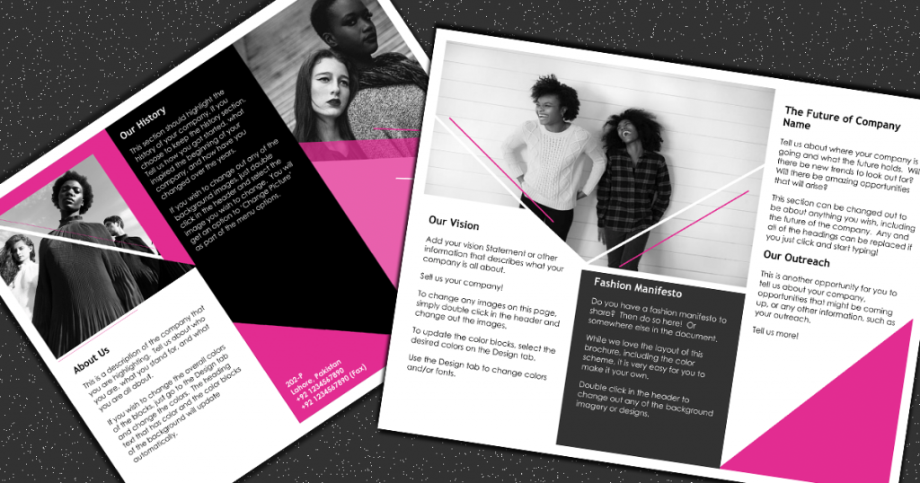 Download Free Professional Fashion Brochure Template in MS Word DOC