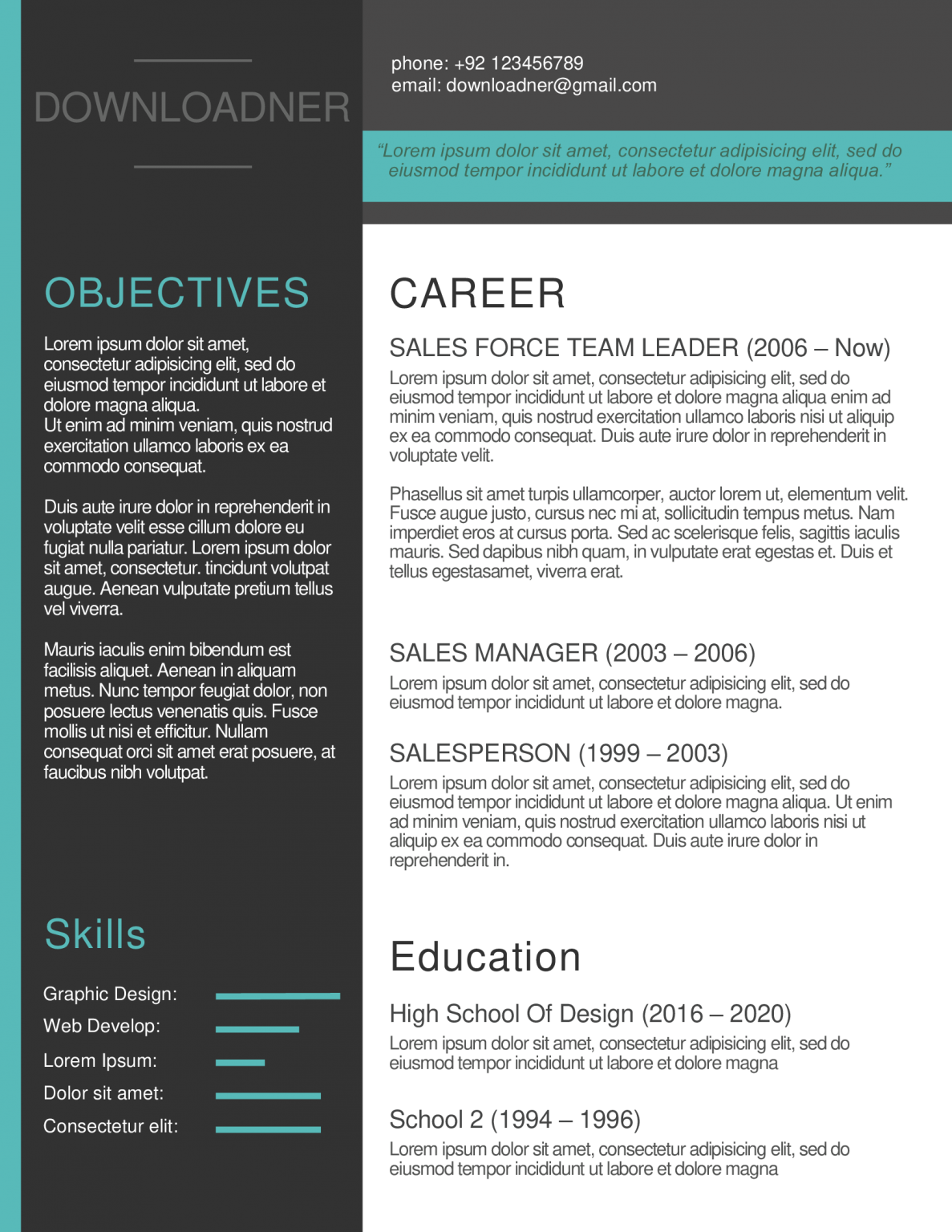 Cv Template Word Free Download 2 Pages